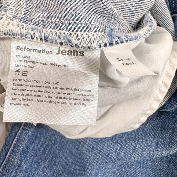 Reformation Sandia Skirt Womens Size 30 Inari Blue Denim Jean Paperbag Boho NWT - Picture 8 of 12